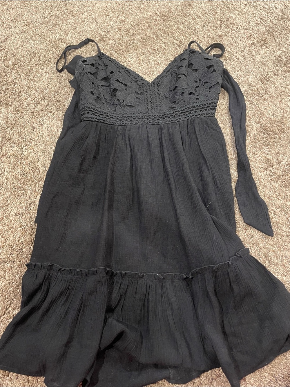 Shyanne Black Crochet-Bodice Mini Dress